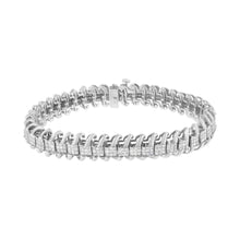 Load image into Gallery viewer, 14K White Gold 5.0 Cttw Princess Cut Diamond 7" Invisible Set Wavy S-Link Tennis Bracelet (G-H Color, SI1-SI2 Clarity)
