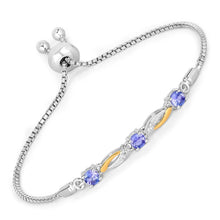 Load image into Gallery viewer, 0.77 Carat Genuine Tanzanite and White Sapphire .925 Sterling Silver Bracelet
