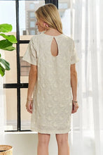 Load image into Gallery viewer, Applique Round Neck Short Sleeve Shift Dress – Timeless &amp; Elegant Round Neck Shift Dress with Sophisticated Applique Detailing for Versatile Day-to-Night Wear
