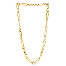 Load image into Gallery viewer, 14k Yellow Gold Italian Alternating Paperclip Round Links Chain Necklace
