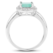 Load image into Gallery viewer, 1.73 Carat Genuine Emerald &amp; White Topaz .925 Sterling Silver Ring
