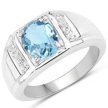 Load image into Gallery viewer, 2.18 Carat Genuine London Blue Topaz and White Topaz .925 Sterling Silver Ring
