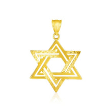 Load image into Gallery viewer, 14k Yellow Gold Textured Star of David Pendant
