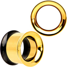 Load image into Gallery viewer, Gold PVD Black Two Tone Screw Fit Tunnel Plug Set 3mm to 16mm
