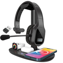 Load image into Gallery viewer, Delton 20X Bluetooth Headset &amp; 3 in 1 Wireless Charging Station with Headset Holder
