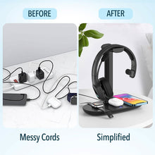 Load image into Gallery viewer, Delton 20X Bluetooth Headset &amp; 3 in 1 Wireless Charging Station with Headset Holder
