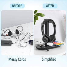 Load image into Gallery viewer, Delton 30X Bluetooth Headset and 3-in-1 Wireless Charging Station with Headset Holder

