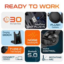 Load image into Gallery viewer, Delton 35X Bluetooth Computer Headset Wireless Headphone with Noise Cancelling Mic, Fast Charging Dock, Auto Pair USB Dongle
