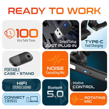Load image into Gallery viewer, Delton 90X Ultralight Bluetooth Headset with Noise Cancelling Computer Headphone/ Earpiece with Charging Case
