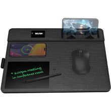 Load image into Gallery viewer, Delton D101 Wireless Charging Mouse Pad with Foldable Phone Stand &amp; Writing Pad, Non-Slip Desk Mouse Mat 15W Wireless Charging Pad Qi Enabled Devices
