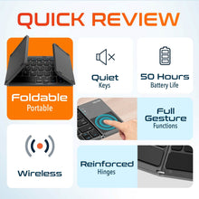 Load image into Gallery viewer, Delton F75 Bluetooth Keyboard with Sensitive Touchpad, Portable &amp; Folding Design, Rechargeable Wireless Keyboard, Compatible with PC/Laptop, iMac, Tablets, Smartphones and More - Black
