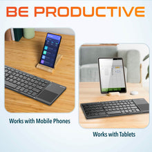 Load image into Gallery viewer, Delton F75 Bluetooth Keyboard with Sensitive Touchpad, Portable &amp; Folding Design, Rechargeable Wireless Keyboard, Compatible with PC/Laptop, iMac, Tablets, Smartphones and More - Black
