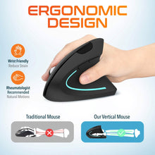 Load image into Gallery viewer, Delton S12 Ergonomic Vertical Wireless Mouse 2.4GHz USB Dongle Battery Operated
