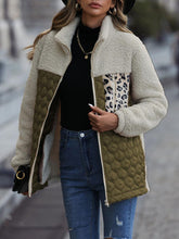 Load image into Gallery viewer, Unique Autumn Leopard Color Block Zip-Up Jacket Trendy Lightweight Jacket with Pockets Charming Winter Jacket
