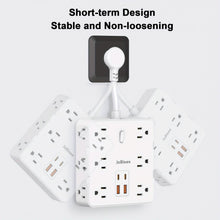 Load image into Gallery viewer, 16-in-1 Power Strip – 12 AC Outlets &amp; 4 USB Ports, White
