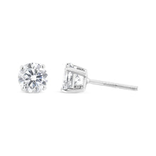 Load image into Gallery viewer, 14K White Gold 1-1/2 Cttw Round Brilliant-Cut Diamond Classic 4-Prong Stud Earrings with Screw Backs (H-I Color, I1-I2 Clarity)
