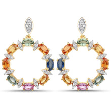 Load image into Gallery viewer, 4.12 Carat Genuine Multi Sapphire .925 Sterling Silver Earrings
