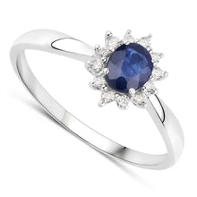 Load image into Gallery viewer, 0.44 Carat Genuine Blue Sapphire and White Diamond 14K White Gold Ring
