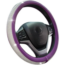 Load image into Gallery viewer, Diamond Leather Steering Wheel Cover with Bling Bling Crystal Rhinestones

