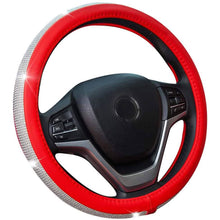 Load image into Gallery viewer, Diamond Leather Steering Wheel Cover with Bling Bling Crystal Rhinestones
