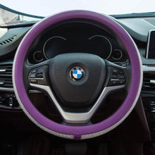 Load image into Gallery viewer, Diamond Leather Steering Wheel Cover with Bling Bling Crystal Rhinestones

