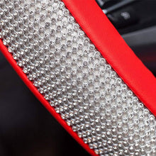 Load image into Gallery viewer, Diamond Leather Steering Wheel Cover with Bling Bling Crystal Rhinestones

