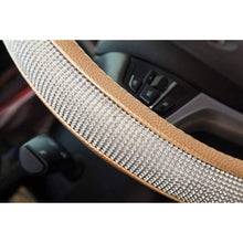 Load image into Gallery viewer, Diamond Leather Steering Wheel Cover with Bling Bling Crystal Rhinestones
