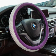 Load image into Gallery viewer, Diamond Leather Steering Wheel Cover with Bling Bling Crystal Rhinestones
