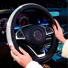 Load image into Gallery viewer, Diamond Leather Steering Wheel Cover with Bling Bling Crystal Rhinestones
