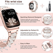 Load image into Gallery viewer, Diamond Rhinestone Stainless Steel Metal Wristband Strap
