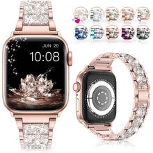 Load image into Gallery viewer, Diamond Rhinestone Stainless Steel Metal Wristband Strap
