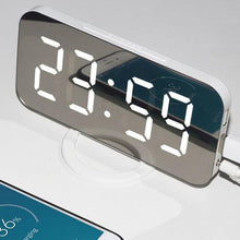 Load image into Gallery viewer, Digital Alarm Clock Desk Table Clock  3 Alarm Sounds Adjustable Volume Easy Digital Alarm Clock for Kids and Adults Compact Desk &amp; Shelf Clocks for Bedroom Curved LED Screen Alarm Clocks For Kid Bedroom Temperature Snooze Function Home Decor Watch
