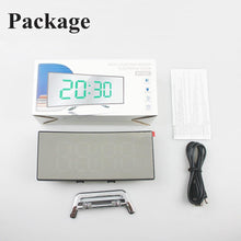 Load image into Gallery viewer, Digital Alarm Clock Desk Table Clock  3 Alarm Sounds Adjustable Volume Easy Digital Alarm Clock for Kids and Adults Compact Desk &amp; Shelf Clocks for Bedroom Curved LED Screen Alarm Clocks For Kid Bedroom Temperature Snooze Function Home Decor Watch
