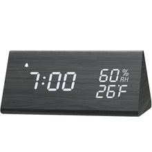 Load image into Gallery viewer, Digital Alarm Clock with Wooden Electronic LED Time Display
