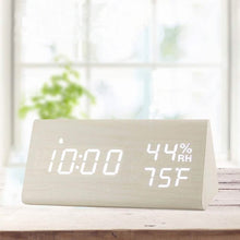 Load image into Gallery viewer, Digital Alarm Clock with Wooden Electronic LED Time Display
