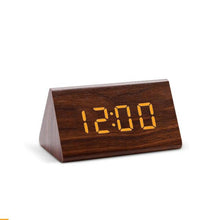 Load image into Gallery viewer, Digital Clock LED Wooden Alarm Clock Digital Alarm Clock with Wooden Electronic LED Time Display 3 Alarm Settings Humidity &amp; Temperature Detect Wood Made Electric Clocks Table Sound Control Electronic Clocks Desktop USB/AAA Powered Home Table Decor
