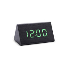 Load image into Gallery viewer, Digital Clock LED Wooden Alarm Clock Digital Alarm Clock with Wooden Electronic LED Time Display 3 Alarm Settings Humidity &amp; Temperature Detect Wood Made Electric Clocks Table Sound Control Electronic Clocks Desktop USB/AAA Powered Home Table Decor
