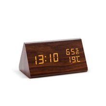 Load image into Gallery viewer, Digital Clock LED Wooden Alarm Clock Digital Alarm Clock with Wooden Electronic LED Time Display 3 Alarm Settings Humidity &amp; Temperature Detect Wood Made Electric Clocks Table Sound Control Electronic Clocks Desktop USB/AAA Powered Home Table Decor
