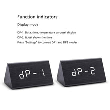 Load image into Gallery viewer, Digital Clock LED Wooden Alarm Clock Digital Alarm Clock with Wooden Electronic LED Time Display 3 Alarm Settings Humidity &amp; Temperature Detect Wood Made Electric Clocks Table Sound Control Electronic Clocks Desktop USB/AAA Powered Home Table Decor
