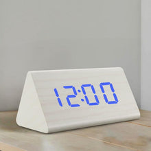 Load image into Gallery viewer, Digital Clock LED Wooden Alarm Clock Digital Alarm Clock with Wooden Electronic LED Time Display 3 Alarm Settings Humidity &amp; Temperature Detect Wood Made Electric Clocks Table Sound Control Electronic Clocks Desktop USB/AAA Powered Home Table Decor
