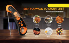 Load image into Gallery viewer, Digital Meat Thermometer Instant Read Food Thermometer for Cooking Digital Kitchen Thermometer Probe with Backlight &amp; Reversible Display Cooking Thermometer for Candy Grill Food Kitchen Digital Meat Thermometer BBQ Waterproof Kitchen Cooking Tools
