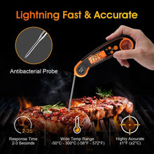 Load image into Gallery viewer, Digital Meat Thermometer Instant Read Food Thermometer for Cooking Digital Kitchen Thermometer Probe with Backlight &amp; Reversible Display Cooking Thermometer for Candy Grill Food Kitchen Digital Meat Thermometer BBQ Waterproof Kitchen Cooking Tools
