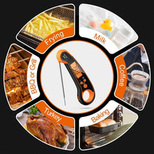 Load image into Gallery viewer, Digital Meat Thermometer Instant Read Food Thermometer for Cooking Digital Kitchen Thermometer Probe with Backlight &amp; Reversible Display Cooking Thermometer for Candy Grill Food Kitchen Digital Meat Thermometer BBQ Waterproof Kitchen Cooking Tools
