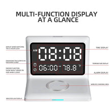 Load image into Gallery viewer, Digital Mirror Clock Wireless Charging Alarm Clock
