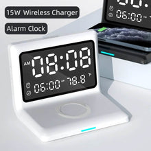 Load image into Gallery viewer, Digital Mirror Clock Wireless Charging Alarm Clock
