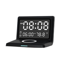 Load image into Gallery viewer, Digital Mirror Clock Wireless Charging Alarm Clock
