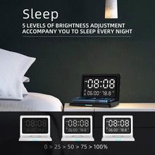 Load image into Gallery viewer, Digital Mirror Clock Wireless Charging Alarm Clock
