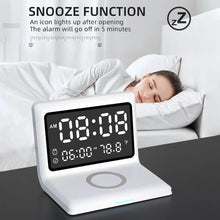 Load image into Gallery viewer, Digital Mirror Clock Wireless Charging Alarm Clock
