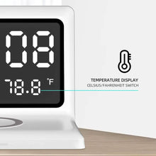 Load image into Gallery viewer, Digital Mirror Clock Wireless Charging Alarm Clock
