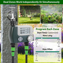 Load image into Gallery viewer, Digital Programmable Sprinkler Timer with 2 Outlet Zones

